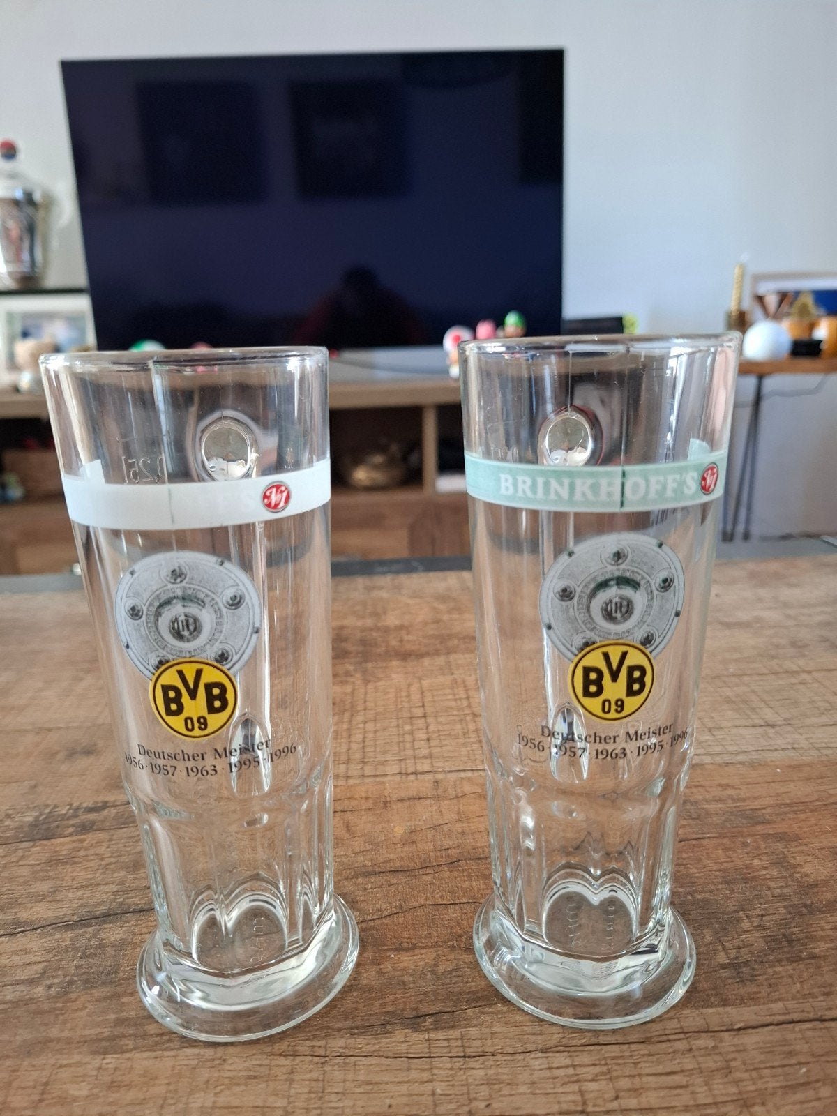 Borussia Dortmund Bierglazen - Brinkhoff's - Set van 2, Ophalen of Verzenden, Zo goed als nieuw, Bierglas