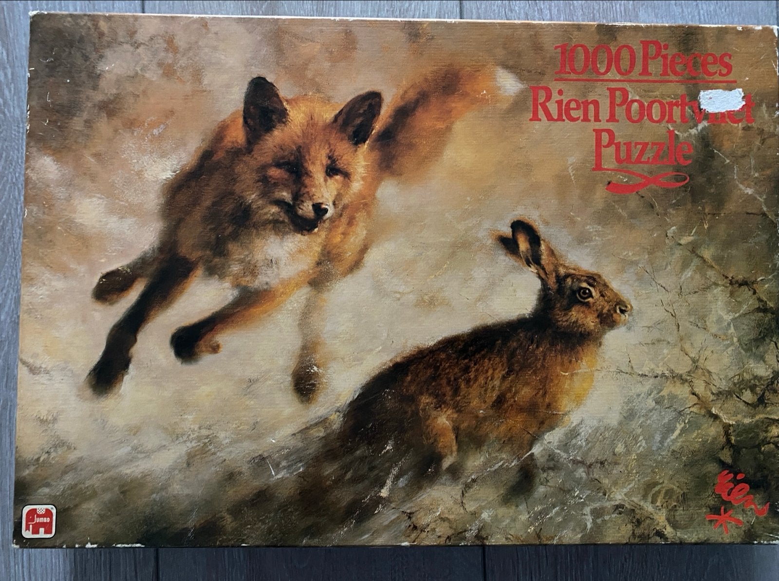 Rien Poortvliet Puzzel: Vos en Haas (1000 stukjes), Hobby en Vrije tijd, Ophalen of Verzenden, 500 t/m 1500 stukjes, Gebruikt