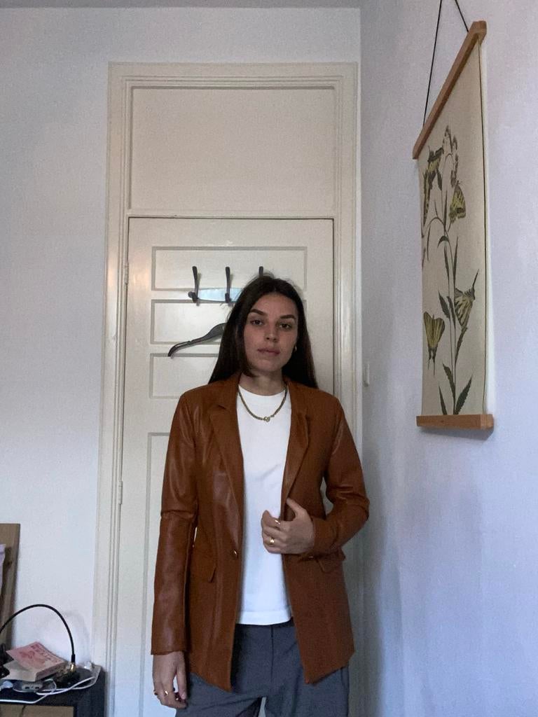 Costes Studio Bruine Leren Blazer Maat 34, Ophalen of Verzenden, Zo goed als nieuw, Maat 34 (XS) of kleiner, Bruin