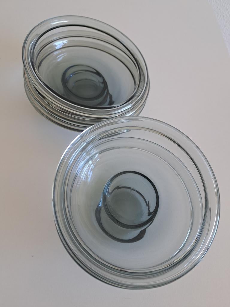 5 Copier rookglas schaaltjes, handgeblazen, 1947, Ophalen of Verzenden