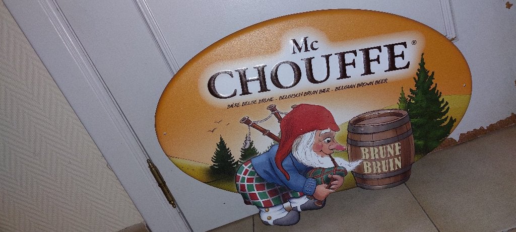 Reclamebord Mc Chouffe - zeldzaam (nr 1), Verzamelen, Biermerken, Ophalen of Verzenden, Nieuw, Reclamebord, Plaat of Schild, Overige merken