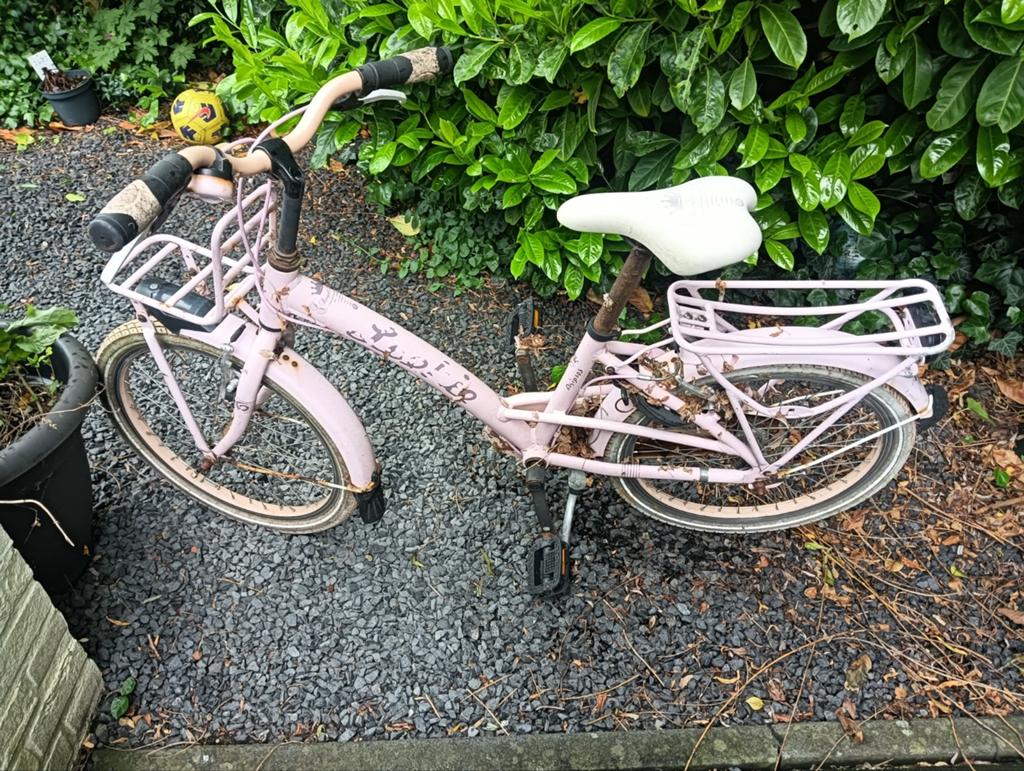 Roze Loeki fiets opknappertje. 20", Ophalen, Gebruikt, 16 inch