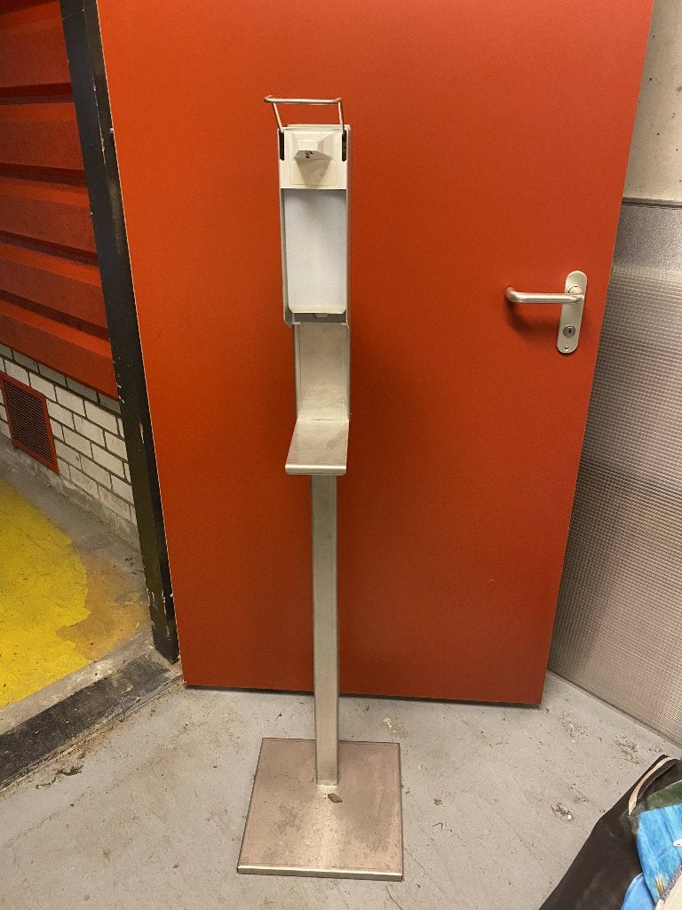 RVS desinfectie/zeep dispenser, Huis en Inrichting, Keuken | Keukenbenodigdheden, Ophalen, Zo goed als nieuw, Metaal, Zilver