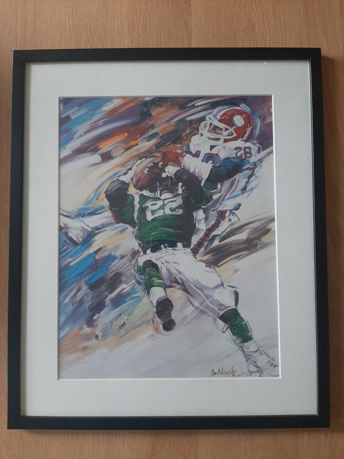 Originele sport litho Jan Hofland- American Football- Gesign, Antiek en Kunst, Gesigneerd, Ophalen of Verzenden, Lithografie