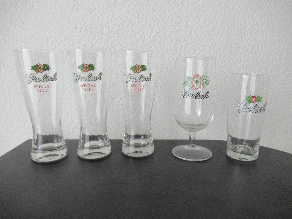 Bierglazen Grolsch, Ophalen of Verzenden, Gebruikt, Glas of Glazen, Grolsch