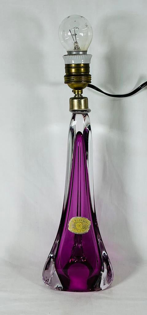 Val Saint Lambert Vintage design sommerso kristallen lamp, Ophalen of Verzenden
