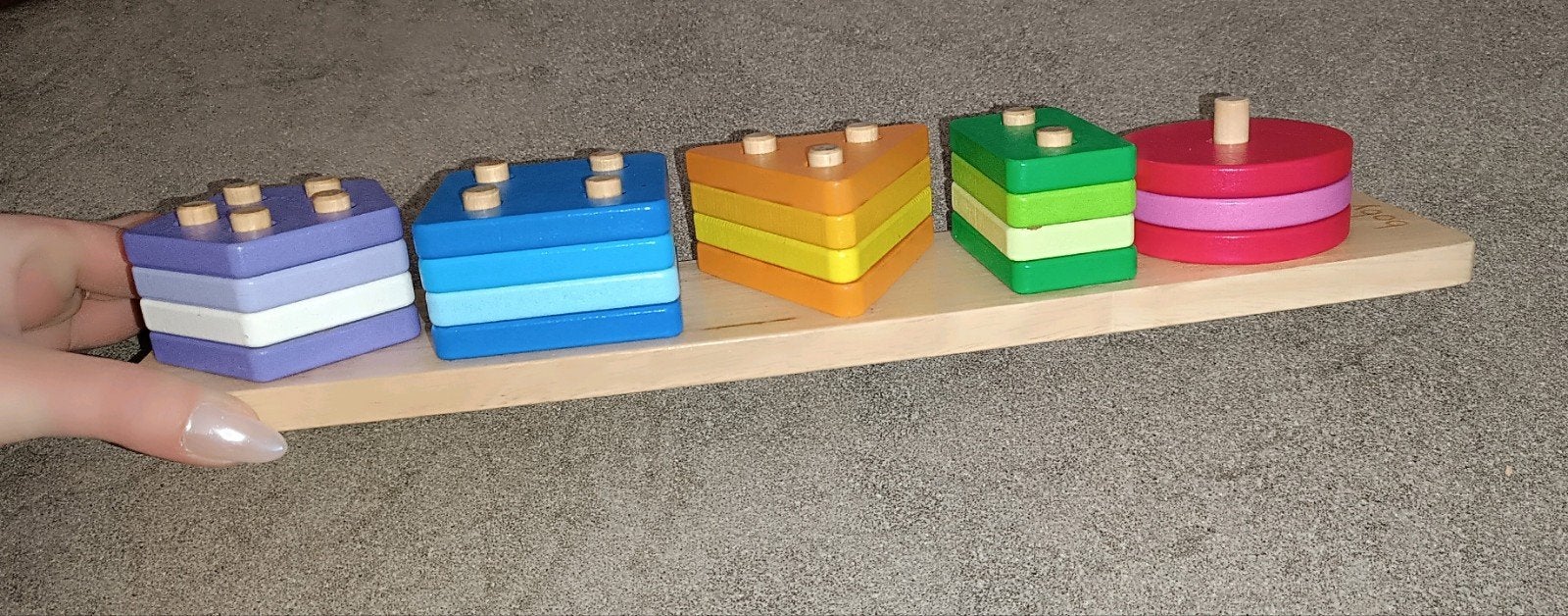 Boby Houten Sorteerspel –Kleuren,Vormen & Tellen Montessori, Ophalen of Verzenden, Gebruikt