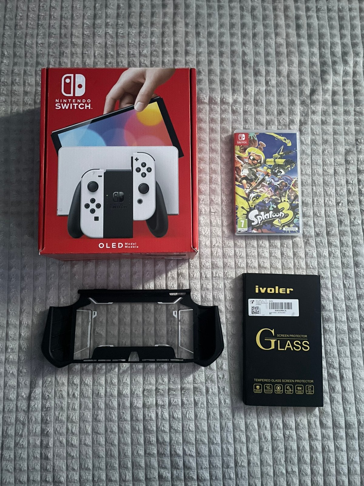 Nintendo Switch OLED met Spel en Hoes, 64GB en beschermglas, Switch OLED, Met games, Ophalen of Verzenden, Zo goed als nieuw