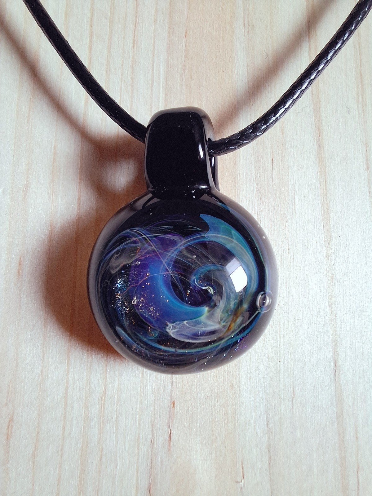 handgemaakte lampwork glas hanger, Verzenden, Nieuw, Blauw, Glas of Kristal