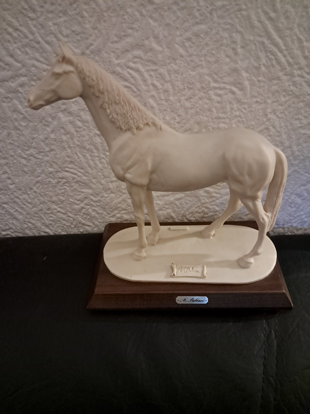 Vintage Wit Paardenbeeldje - Hengst - A. Belcari - 1988, Ophalen of Verzenden