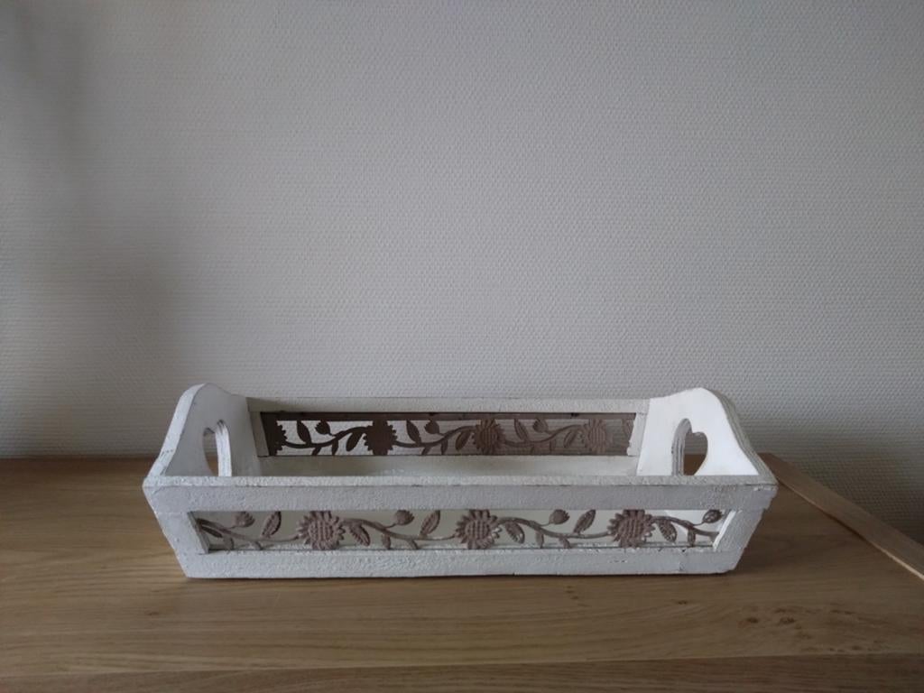 Mooie witte houten dienblad., Huis en Inrichting, Ophalen of Verzenden, Zo goed als nieuw, Rechthoekig, Hout