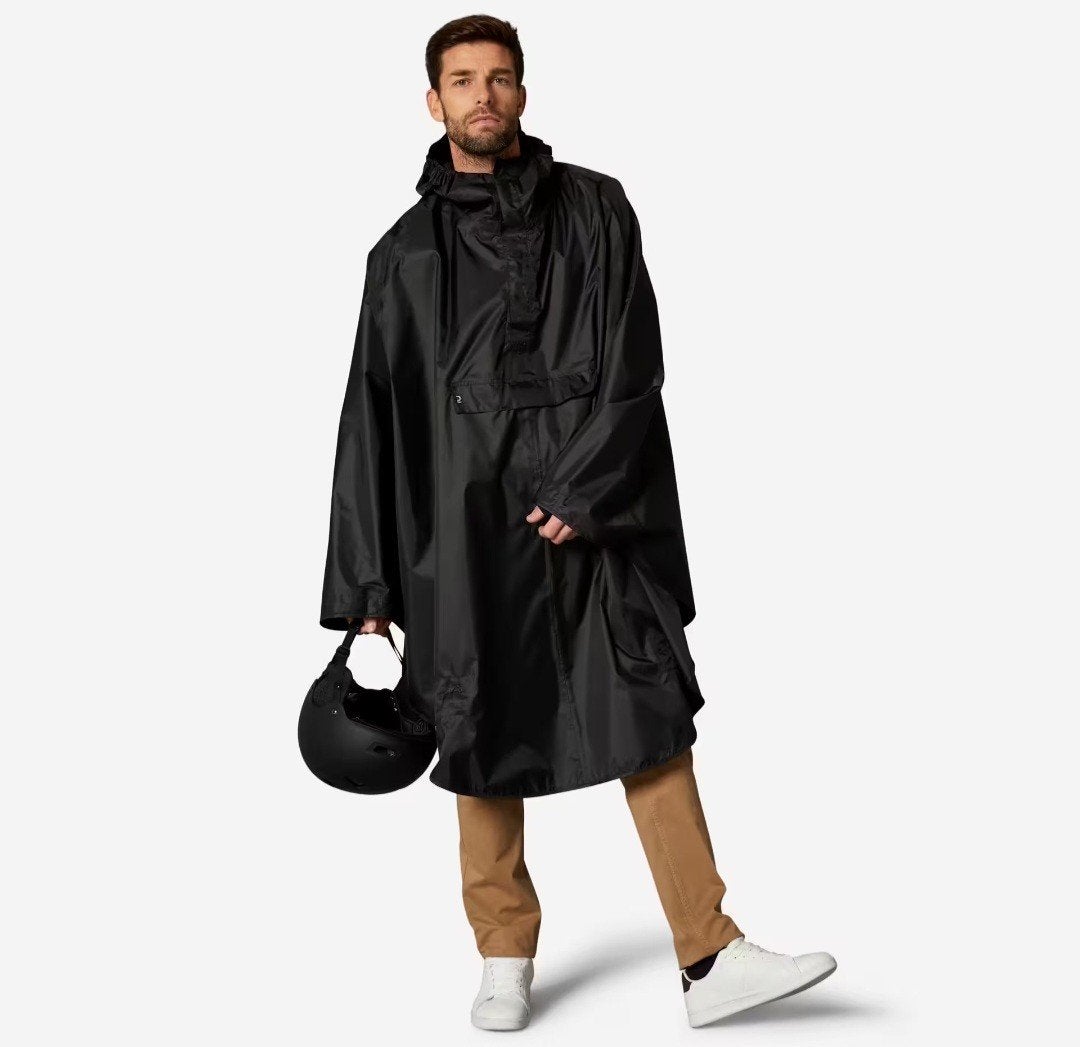 B'Twin Fietsponcho 100 Zwart - Maat M/L, Ophalen, Zo goed als nieuw, Regenpak, Dames