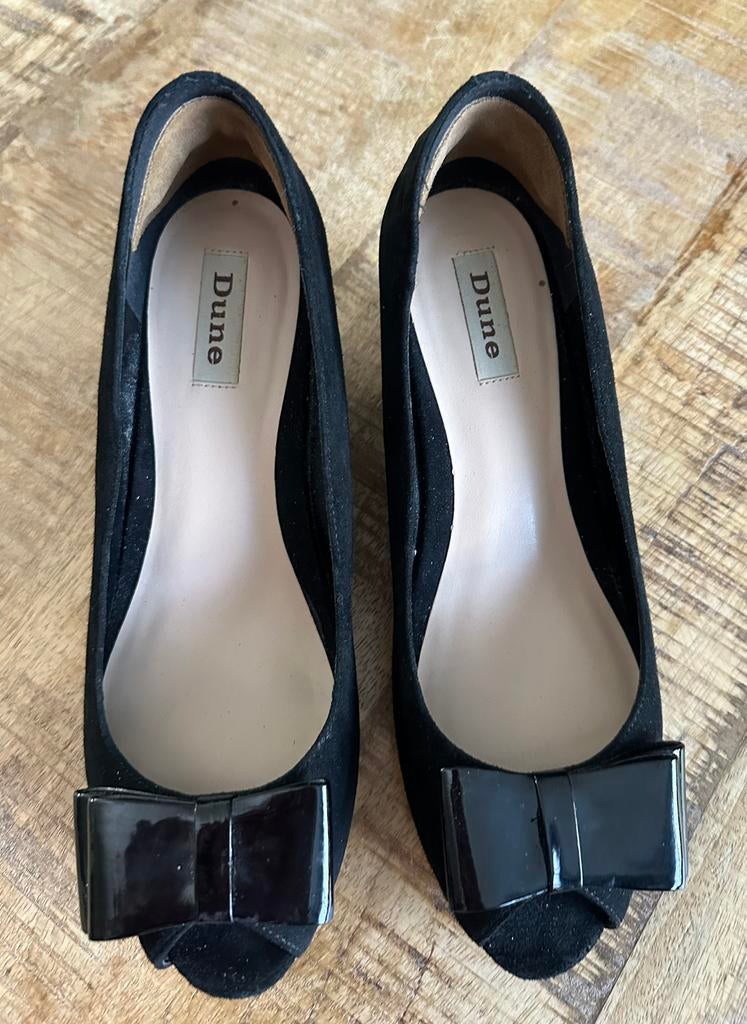 Zwarte peeptoe sleehak van Dune - maat 40, Ophalen of Verzenden, Zo goed als nieuw, Zwart