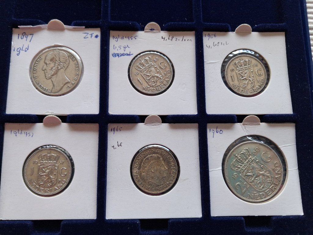 Zilveren munten, 1 gulden, Setje, Zilver, Ophalen of Verzenden