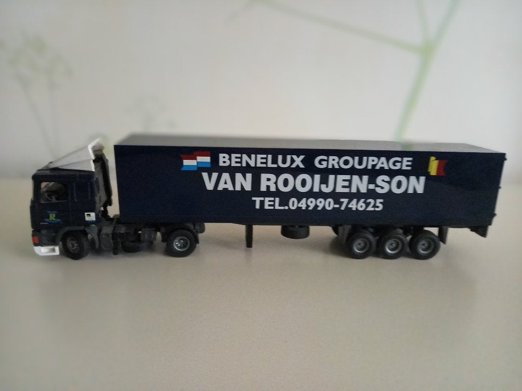 Daf 95 met oplegger van Rooijen Son -tekno-, Hobby en Vrije tijd, Modelauto's | 1:50, Ophalen of Verzenden, Zo goed als nieuw