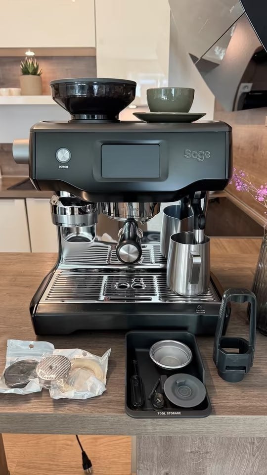 Sage The Oracle Touch SES990 Black Truffle espressomachine, Gebruikt, Espresso apparaat, Ophalen of Verzenden, 2 tot 4 kopjes