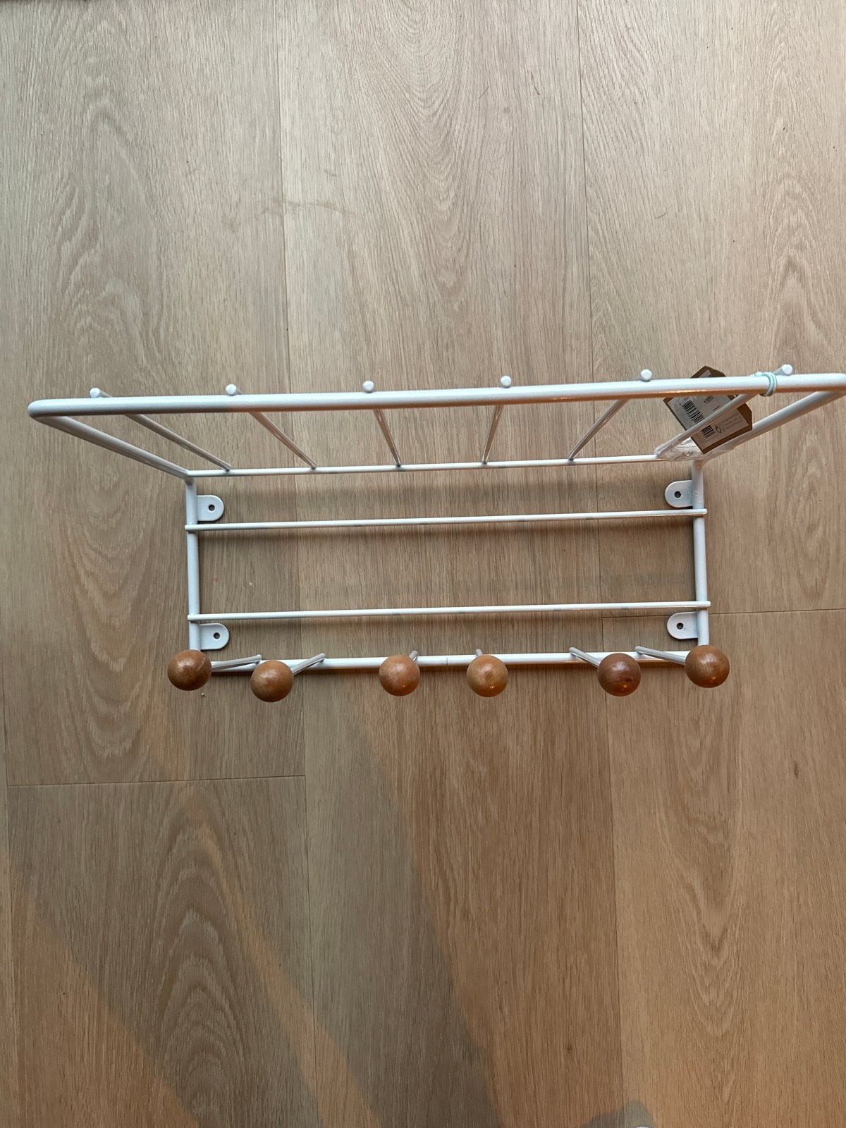 Wijnrek Saturnus wit metaal met houten knoppen, Huis en Inrichting, Woonaccessoires | Wijnrekken, Nieuw, Ophalen of Verzenden