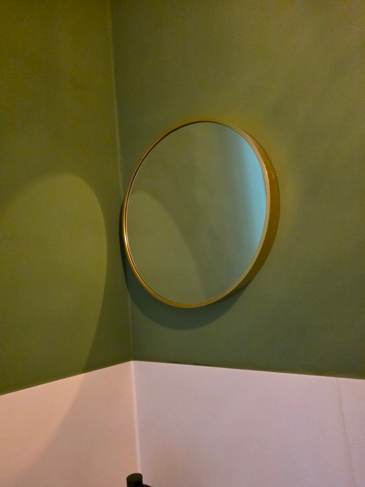 Ronde gouden spiegel - diameter 40,5cm, Huis en Inrichting, Woonaccessoires | Spiegels, Ophalen, Minder dan 50 cm, Rond, Zo goed als nieuw