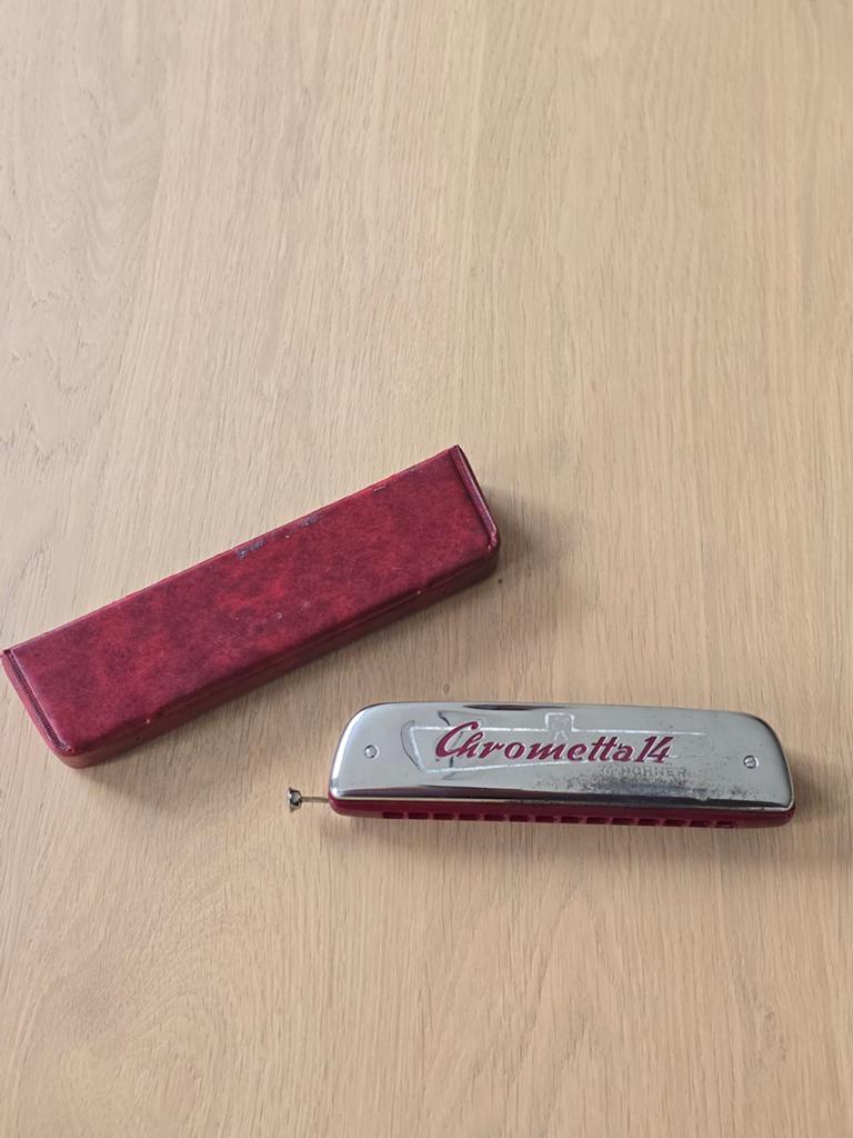 Vintage Hohner Chrometta 14 chromatische mondharmonica €49, Muziek en Instrumenten, Blaasinstrumenten | Mondharmonica's, Ophalen of Verzenden
