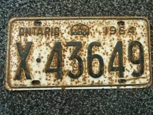 Kentekenplaat licenseplate Ontario 1964 Canada, Verzamelen, Verzenden, Gebruikt, Auto's