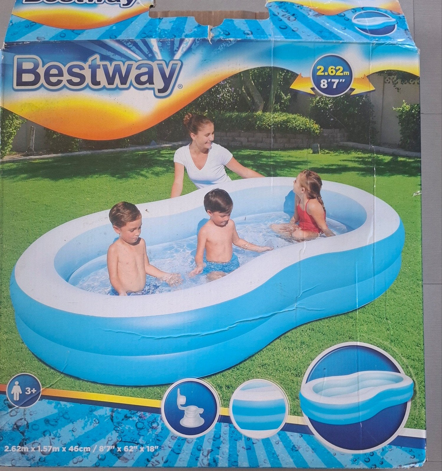 Bestway Opblaasbaar Zwembad Big Lagoon 262x157x46cm nieuw, Tuin en Terras, Minder dan 80 cm, Opblaaszwembad, Nieuw, Ophalen of Verzenden
