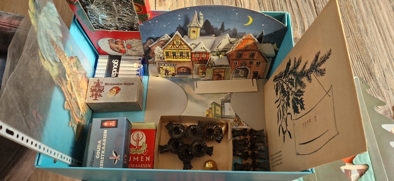 Lotje oude kerstdecoratie~pop up adventskalender,kaarsjes, Diversen, Ophalen of Verzenden, Gebruikt