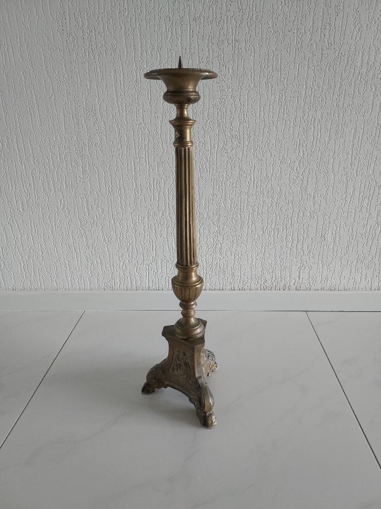 Koperen kerkkandelaar met klauwpoten, Antiek en Kunst, Ophalen, Koper of Brons