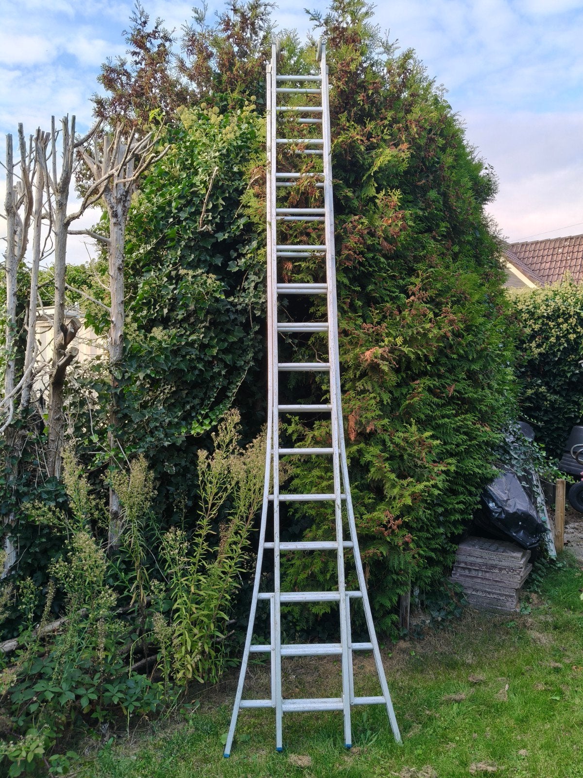 lange 2-delige ladder. totaal 8 m. aluminium., Ophalen