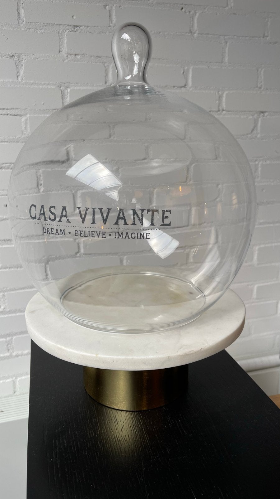 Glazen stolp met marmeren voet - Casa Vivante, Ophalen, Zo goed als nieuw, Modern, Wit