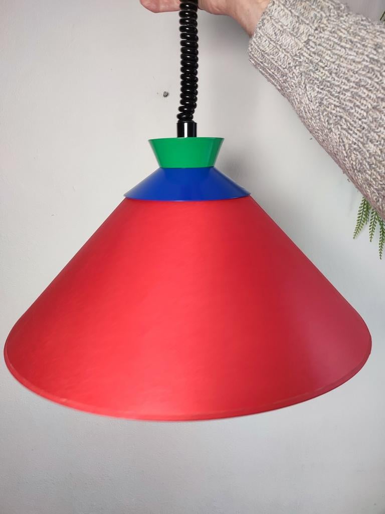2 x WLP hanglamp rood Vintage stoffen kap Memphis Retro, Ophalen of Verzenden, Minder dan 50 cm