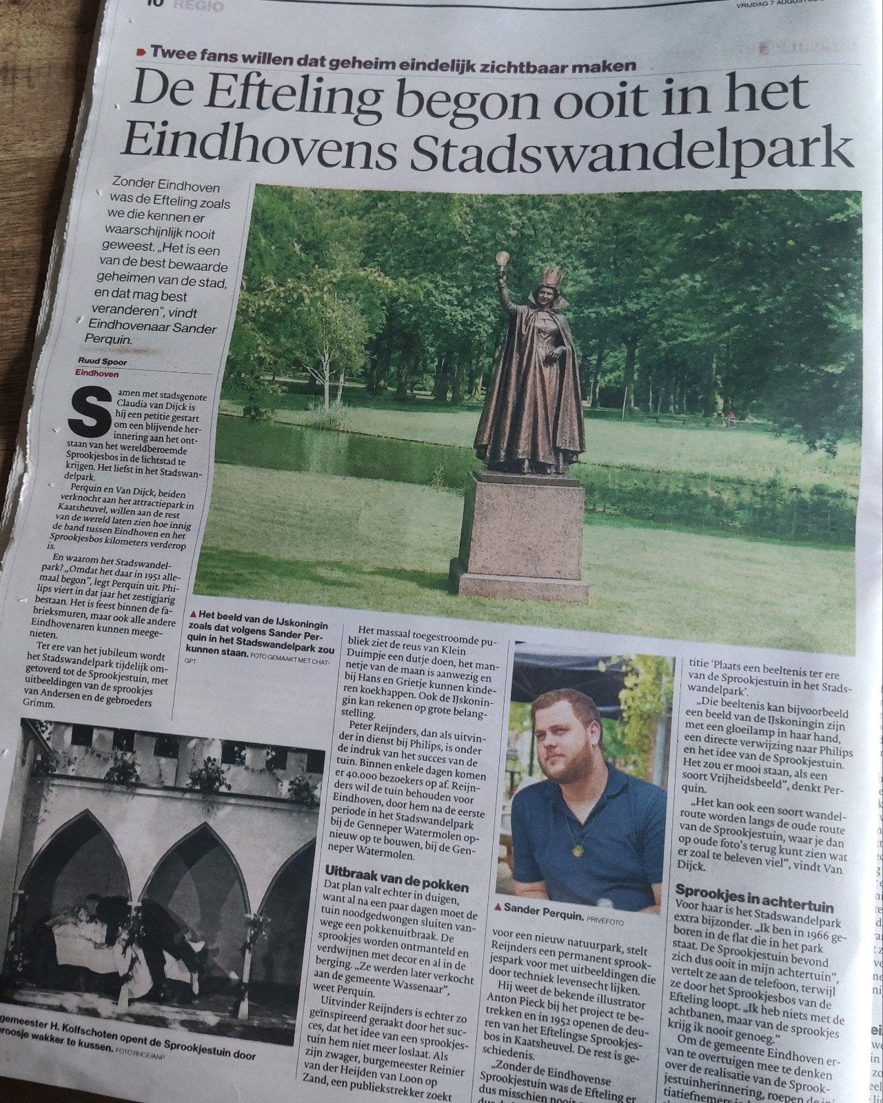 Efteling begon ooit in Eindhovens Stadswandelpark Krantenart, Ophalen of Verzenden, 1980 tot heden, Nederland, Knipsel(s)