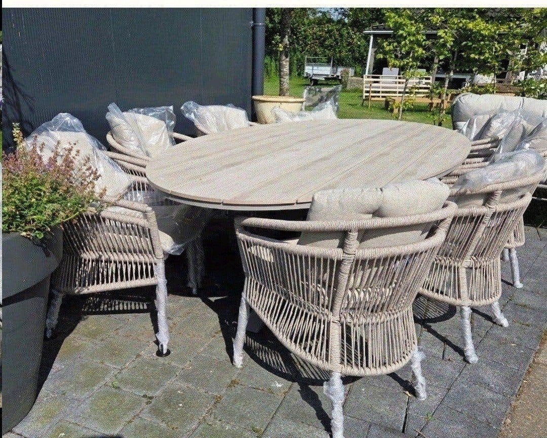 EXTRA GROTE DININGSET OVALE EETTAFEL 280X140CM MET 8 STOELEN, Tuin en Terras, Ophalen, Nieuw