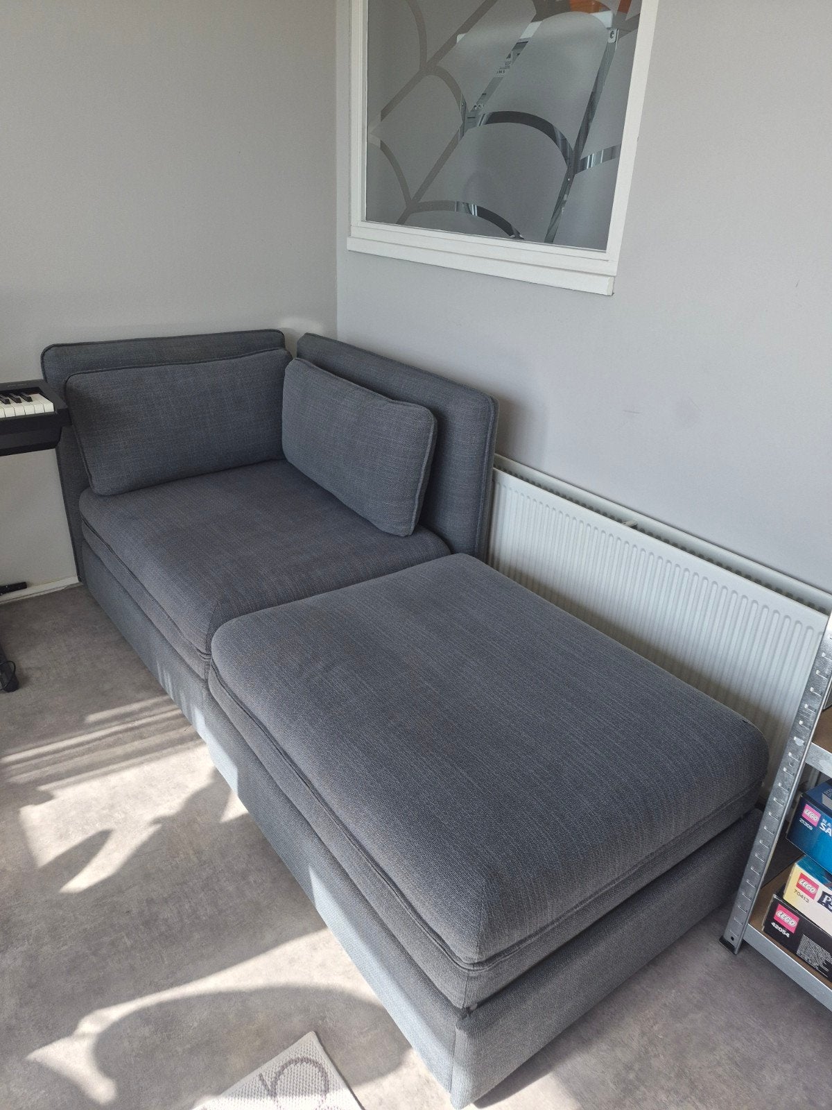 IKEA Vallentuna Slaapbank 2 modules + rug/zijsteun + kussens, Huis en Inrichting, Ophalen, Tweepersoons, Zo goed als nieuw, Overige maten