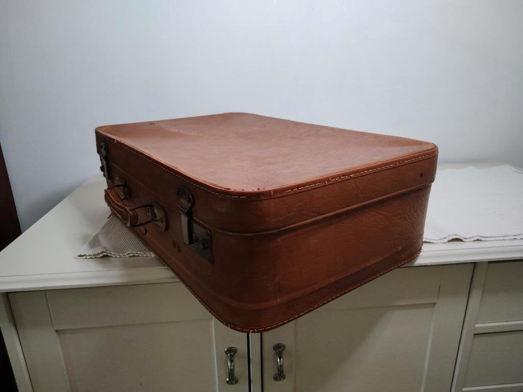 K465 VINTAGE jaren 50 koffer van geperst karton 60x39x18 cm, Sieraden, Tassen en Uiterlijk, Koffers, Overige materialen, Gebruikt