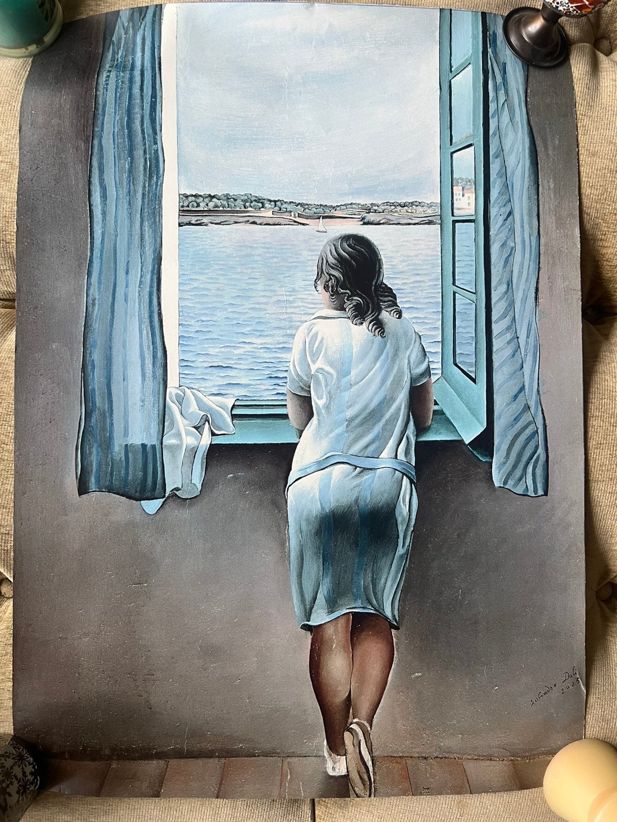 Vintage Poster Salvador Dali…Meisje Bij Het Raam., Rechthoekig Staand, Ophalen of Verzenden, Zo goed als nieuw, A1 t/m A3