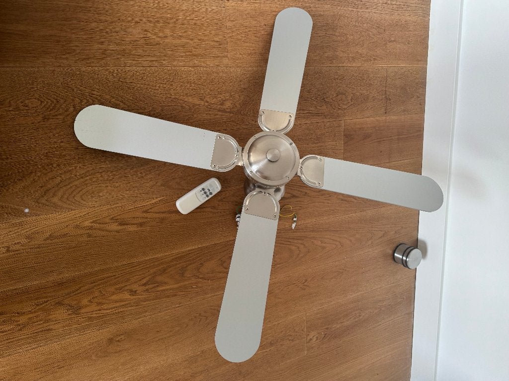 Handson Lucca Plafondventilator – RVS/Zwart, Witgoed en Apparatuur, Ventilatoren, Ophalen, Ventilator met afstandsbediening, Gebruikt