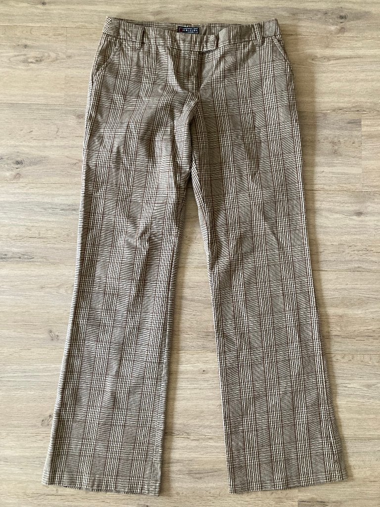 Beige/camel geruite katoenen broek - Spirituel, Kleding | Dames, Broeken en Pantalons, Maat 38/40 (M), Beige, Spirituel, Ophalen of Verzenden