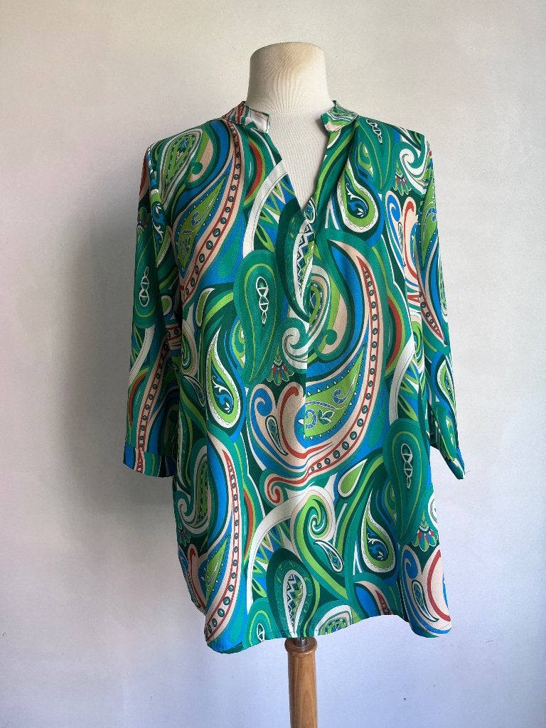 cassis blouse groen tinten maat L, Kleding | Dames, Blouses en Tunieken, Maat 42/44 (L), Zo goed als nieuw, Groen, Verzenden