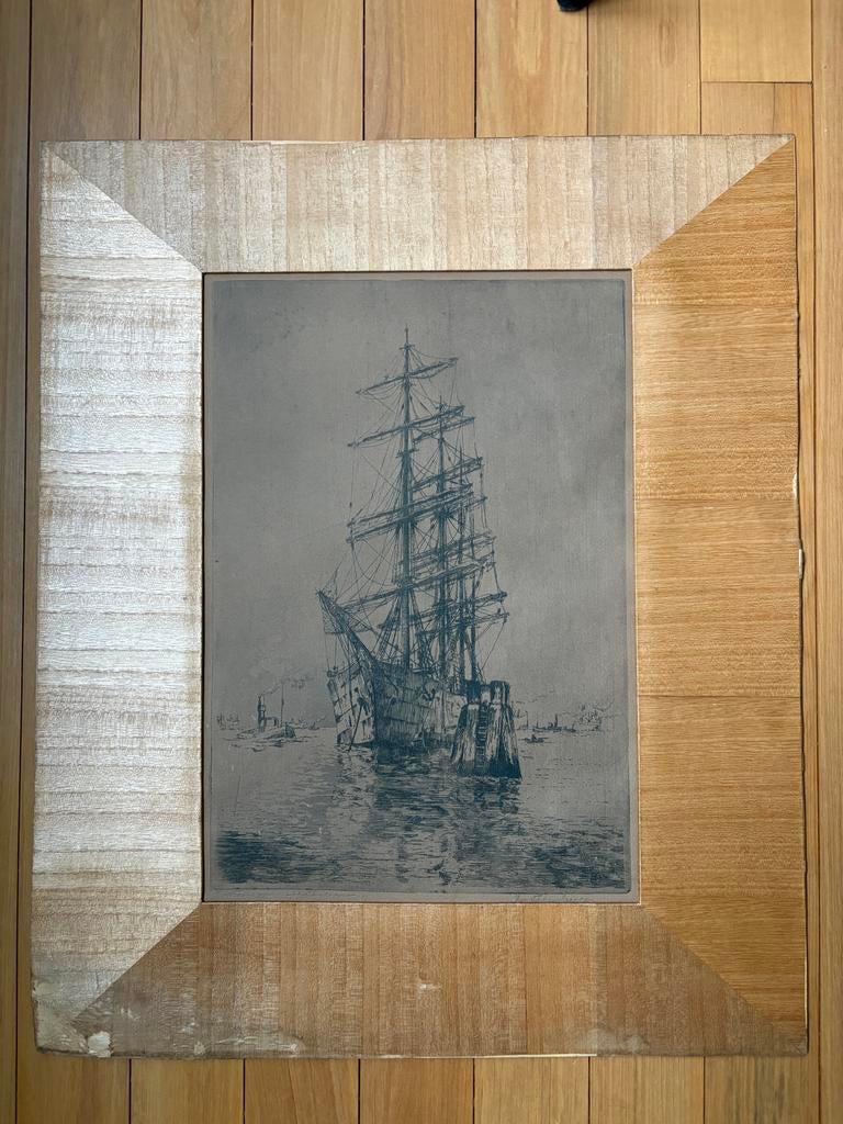 Ets van een zeilschip, Antiek en Kunst, Ophalen