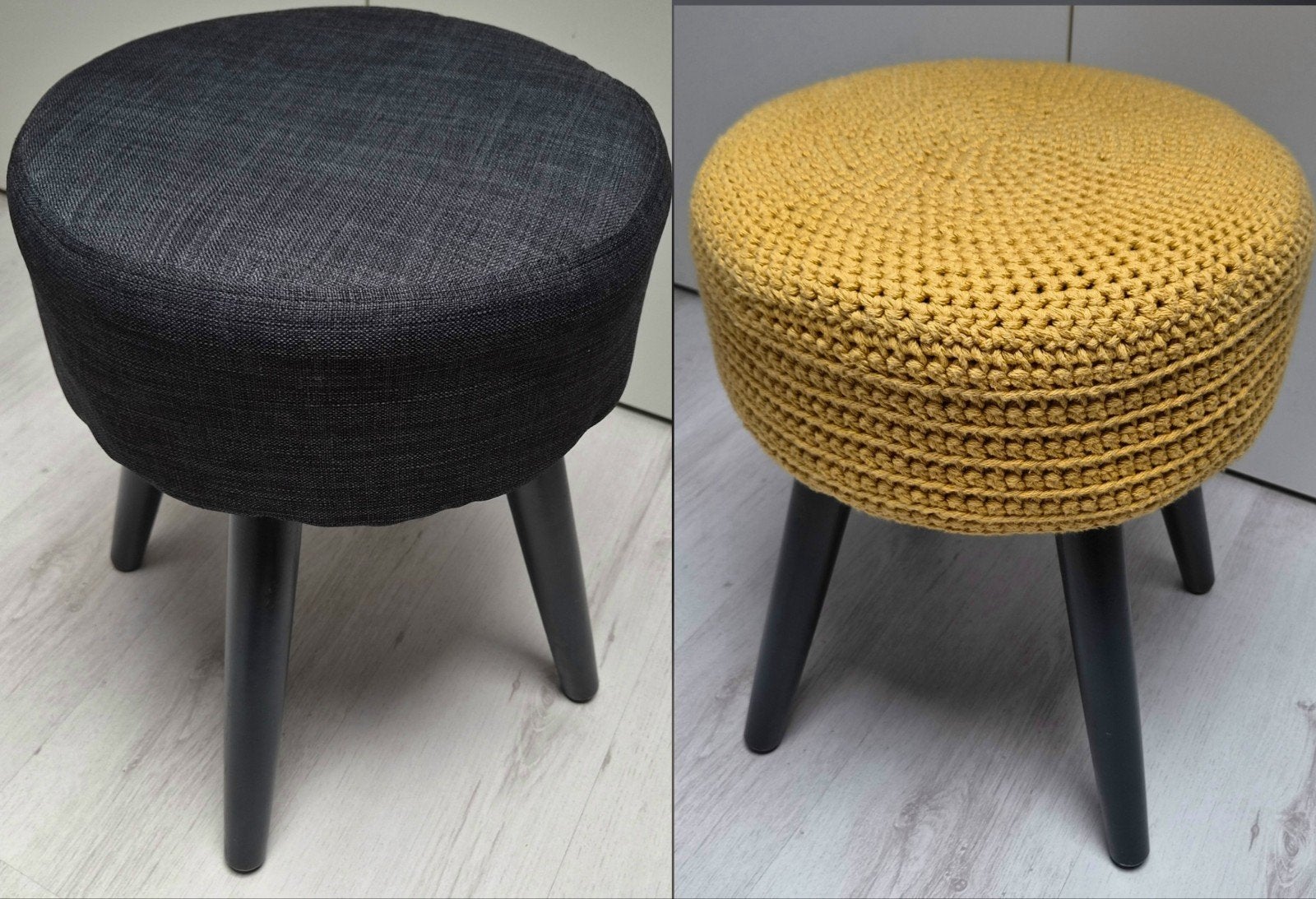Zwarte poef/voetenbankje met houten poten, Ophalen of Verzenden, Zo goed als nieuw, Hout