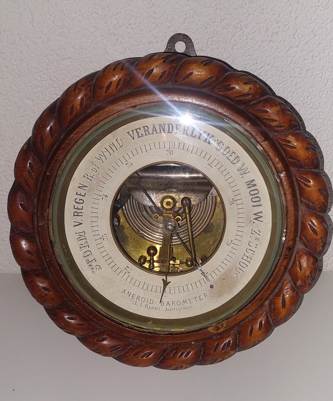 Antieke Barometer L.I. Harri Amsterdam, Ophalen of Verzenden, Gebruikt, Barometer