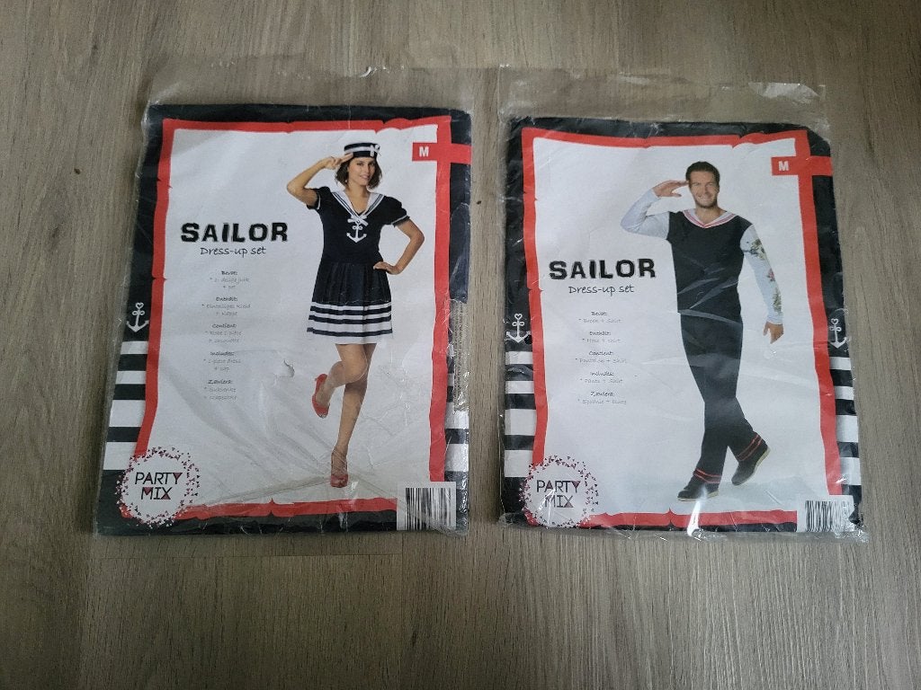 Matchende zeemansoutfit, Maat 38/40 (M), Carnaval, Ophalen of Verzenden, Zo goed als nieuw