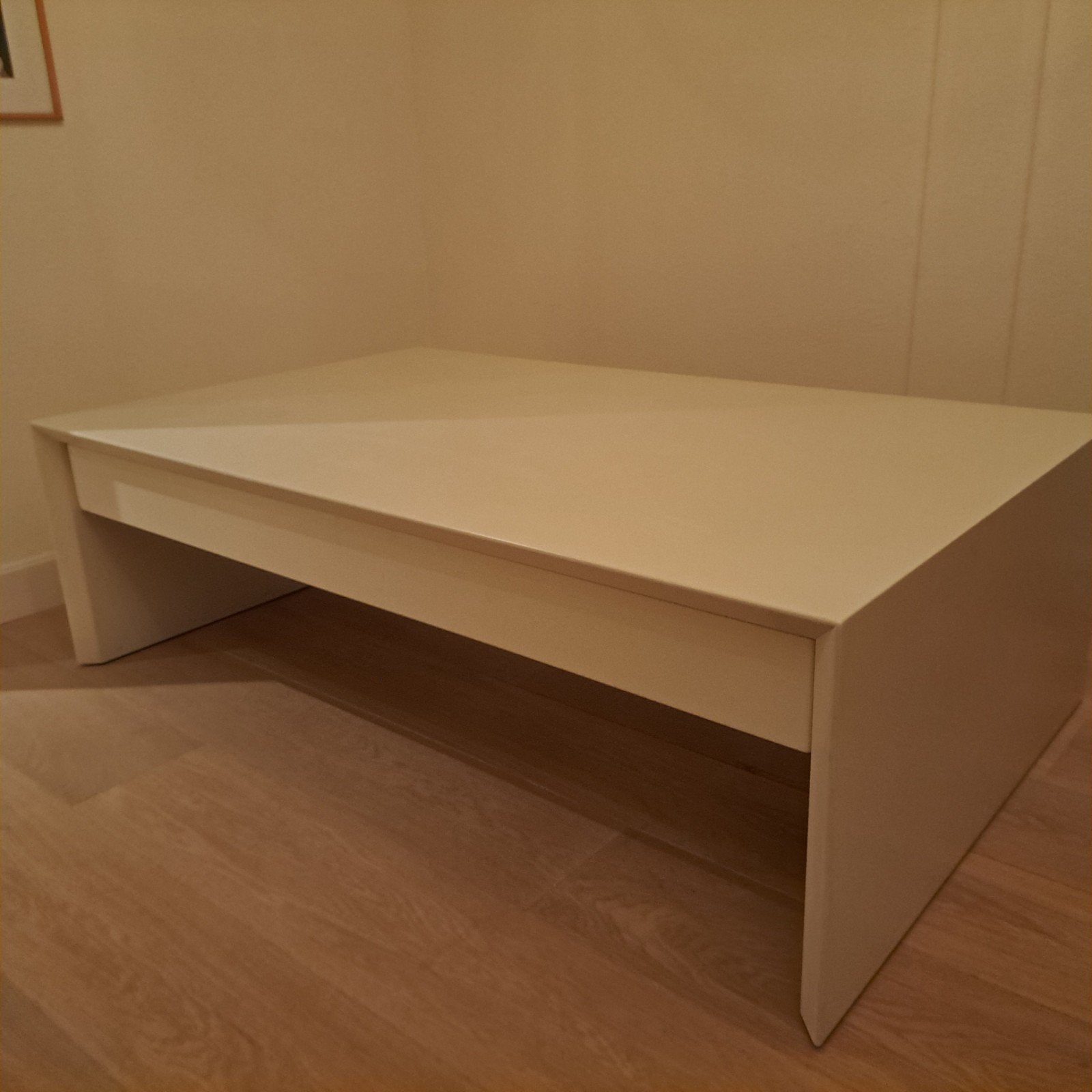Lage salontafel met lade - Crème, Ophalen, Gebruikt, 100 tot 150 cm, 50 tot 100 cm