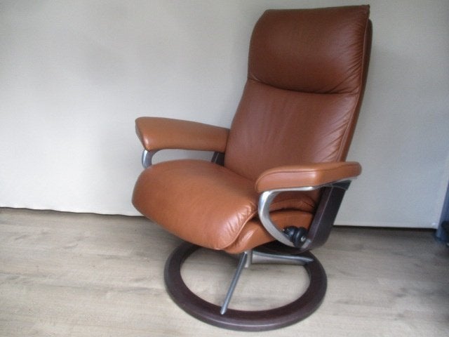 SUPERNETTE Stressless Aura Signature design relax fauteuil, Ophalen of Verzenden, Zo goed als nieuw, Hout, 50 tot 75 cm
