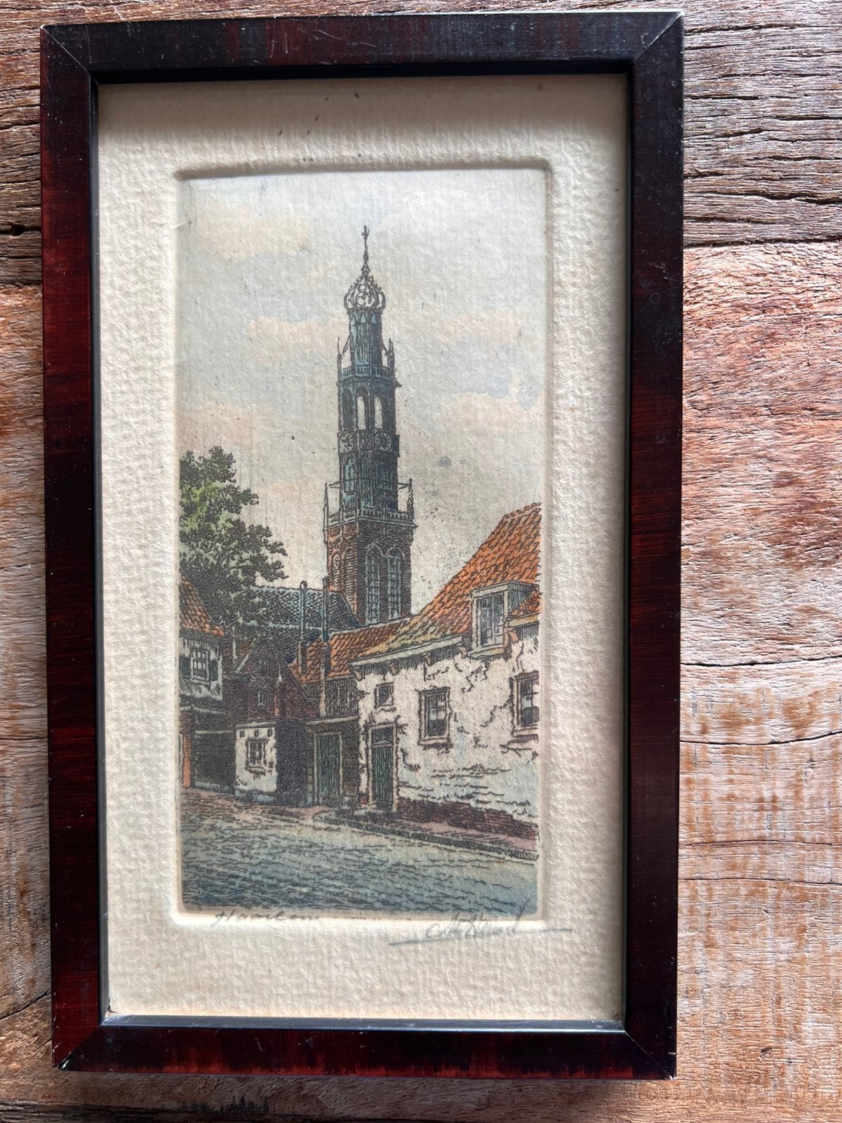 Prachtige oude ets Bakenesserkerk Haarlem, Ophalen of Verzenden