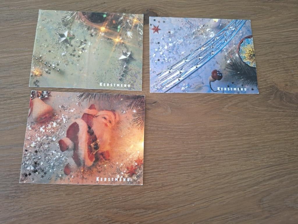 Kerstmenu kaarten 3 stuks, Diversen, Kerst, Ophalen of Verzenden, Nieuw