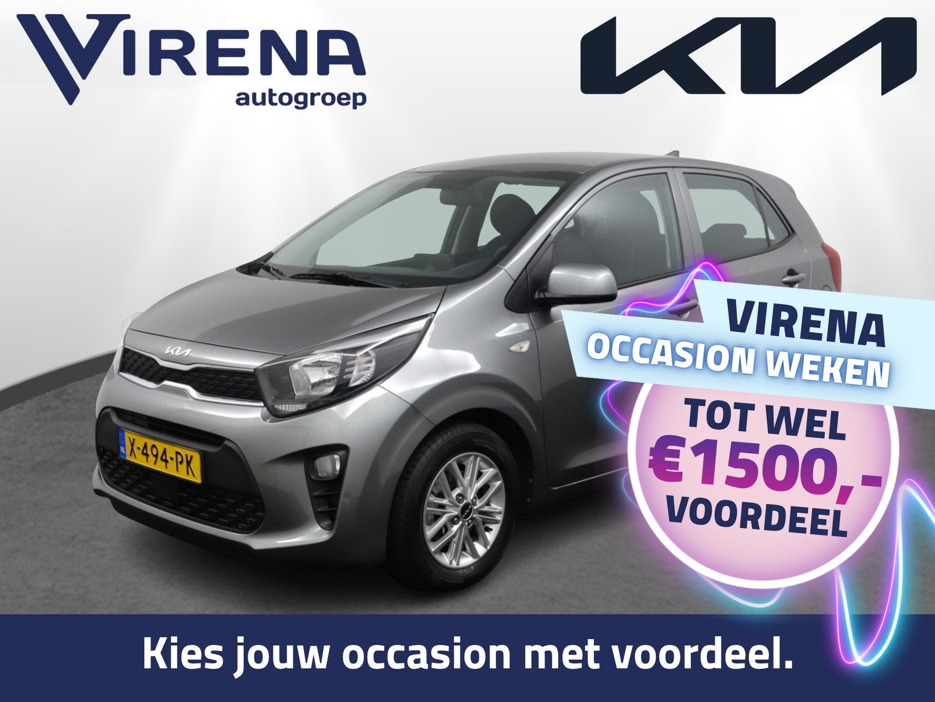 Kia Picanto 1.0 DPi DynamicLine Navigatie - Achteruitrijcame, Voorwielaandrijving, Stof, Gebruikt, 4 stoelen