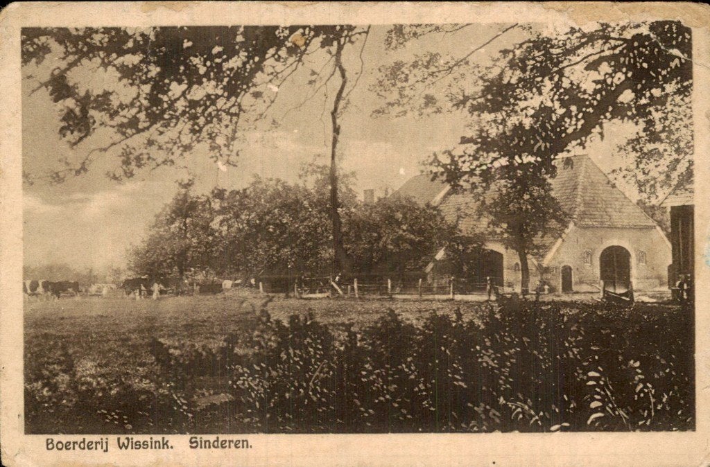 Sinderen - Boerderij Wissink - Voorgevel, Verzamelen, Ansichtkaarten | Nederland, Gelopen, Gelderland, 1920 tot 1940, Ophalen of Verzenden