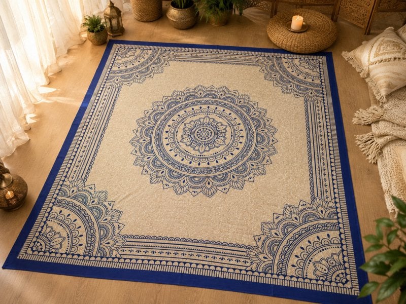 Mandaladoek wandkleed Grand foulard bedsprei Ibiza Boho, 3811JM, Info@rodebeagle.nl, Rode Beagle kunstbloemen, Nieuw