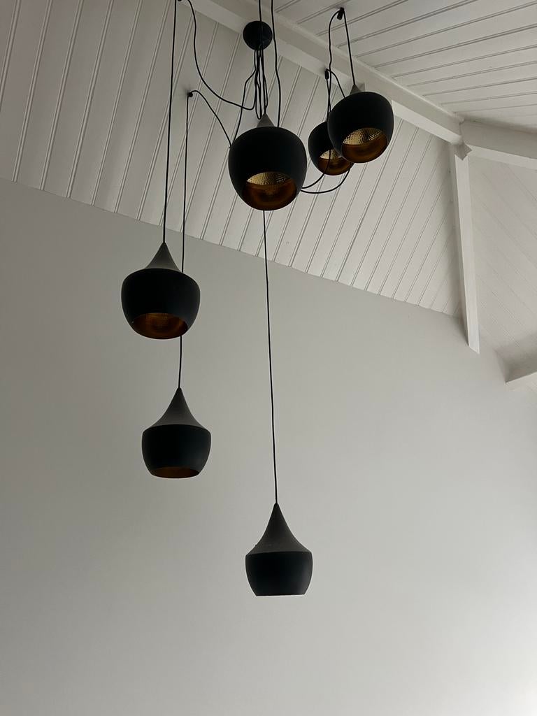 6 Beat hanglampen Tom Dixon zwart, onbeschadigd, Huis en Inrichting, Ophalen of Verzenden, Zo goed als nieuw, Metaal